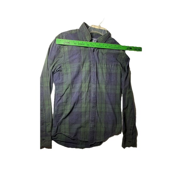 VTG American Eagle Outfitters Flannel Button Up Shirt Size M Green Navy Plaid - Picture 5 of 6